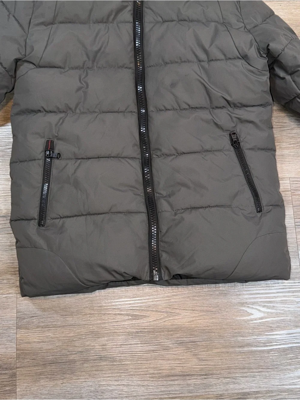 Michael Kors Hooded Puffer Coat Womens Medium (8) Gray Zipper Pockets